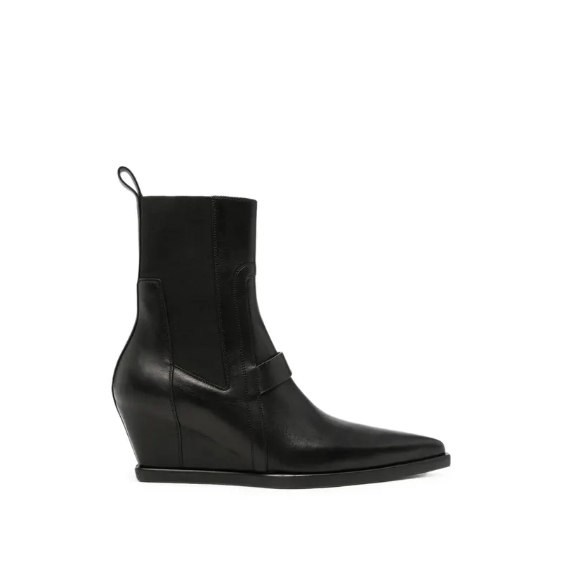 Rick Owens Wedge-heel Pointed-toe “Black” (RU02F4805 LOO 09)