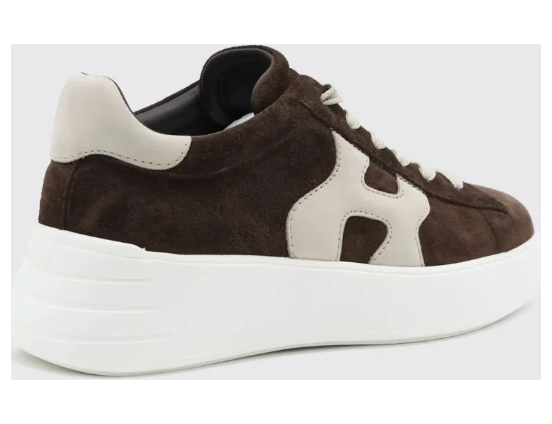 Hogan Rebel Leather and Suede Sneakers with Chunky Sole Earth (HXW5620DN61FM60UUM) (2)