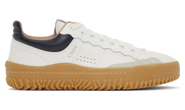 Chloe White and Navy Franckie Sneakers (CHC20W39142)