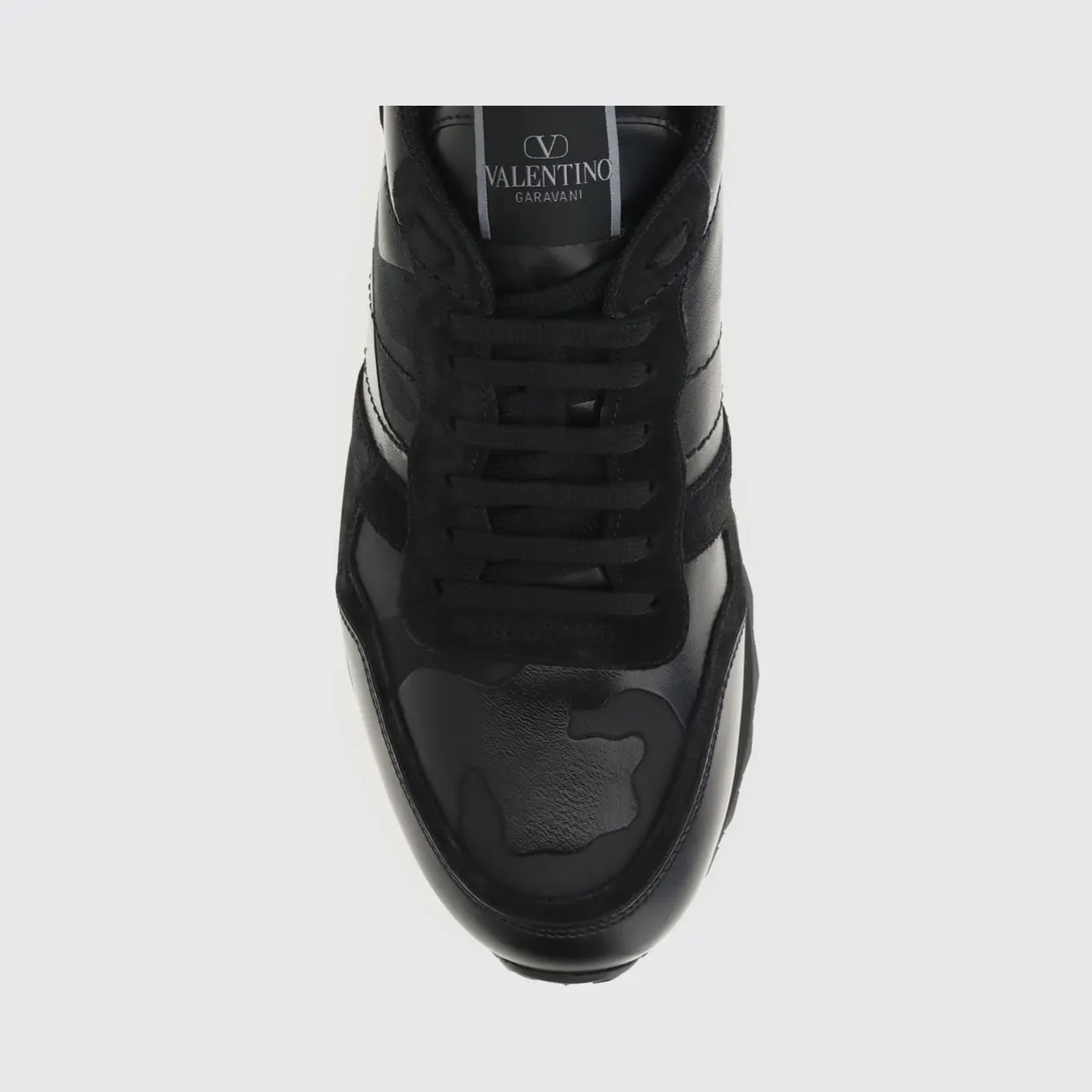 Valentino garavani Rockrunner Camouflage Leather and Suede Sneakers Black (S0723NSD0NO) (3)