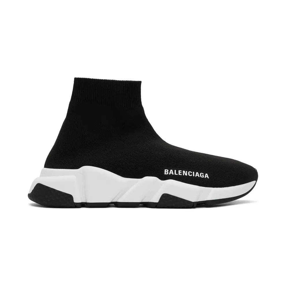 Balenciaga Black and White Speed Sneakers (587280-W05G9)