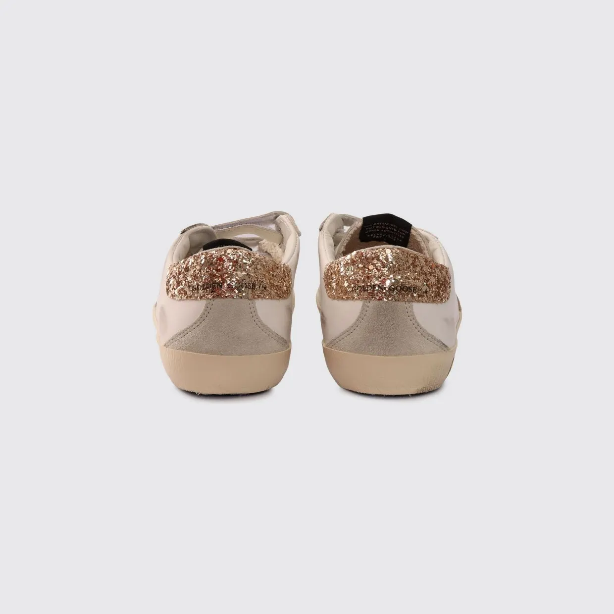 Golden goose Old School Leather and Glitter Fabric Sneakers for with Velcro Closure White (GJF00177F00804110593) (2)