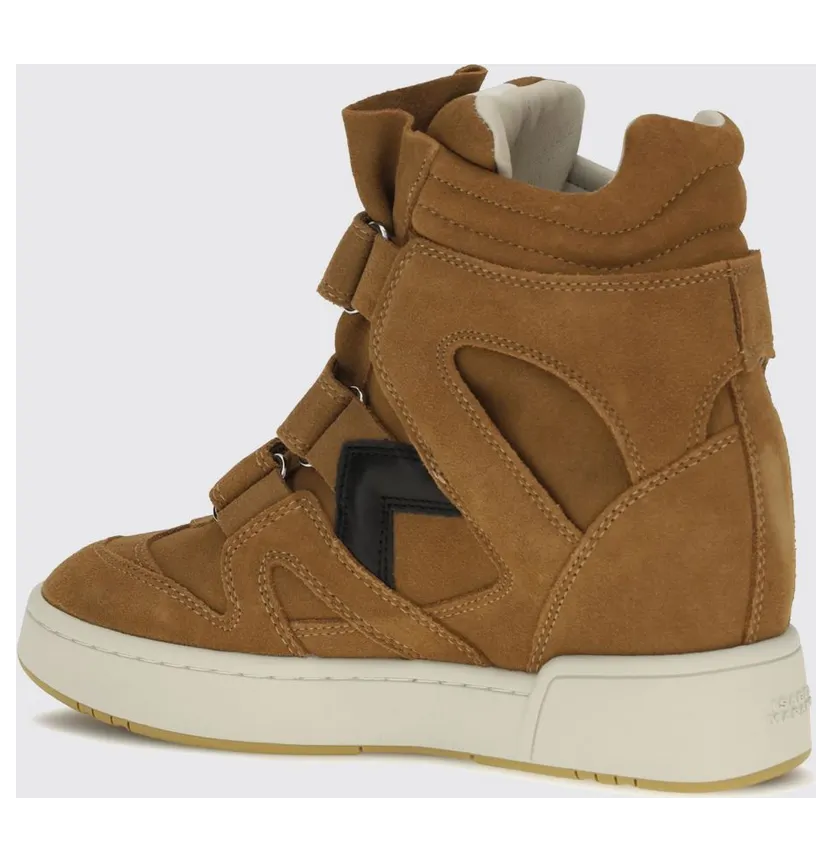 Isabel Marant Suede Leather High-Top Sneakers with Internal Wedge Brown (BK0010FAD1E03SCOBK) (2)