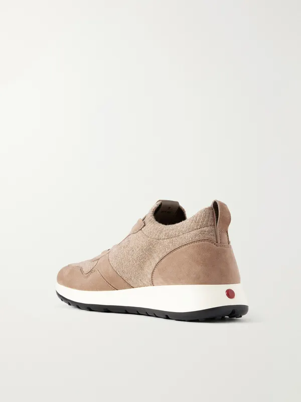 Tod’s Suede-Trimmed Wool-Knit Sneakers Beige (XXM79K0KN80VKM) (4)
