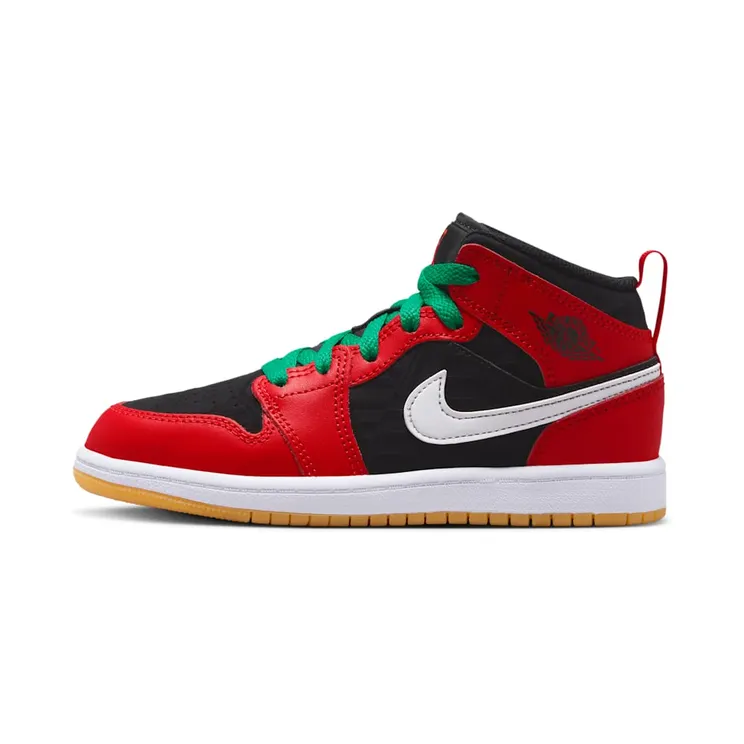 Jordan 1 Mid “Black / White / Malachite / Fire Red” (DQ8419-006)