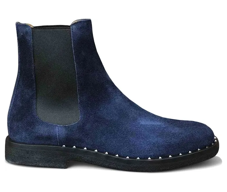 Valentino Garavani Suede Soul Rockstud Chelsea Boots Oceano Blue (QY2S0A38 VEF 648)