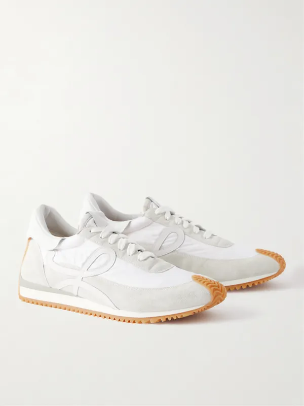 Loewe Flow Runner Leather-Trimmed Suede and Nylon Sneakers White (M816282X99) (4)