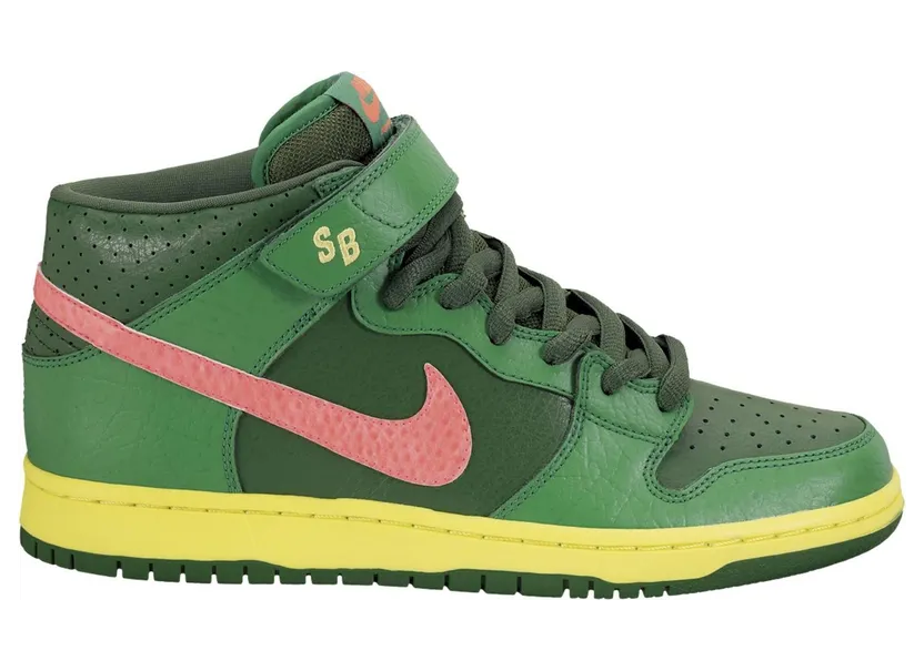 Nike Dunk Mid Pro SB ‘Watermelon’ Lucky Green/Atmc Rd-Frtrss Grn (314383-363)
