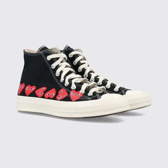 Converse COMME DES GARÇONS PLAY X CONVERSE Chuck 70 High-Top Cotton Canvas Sneakers Black (AZK1270011)