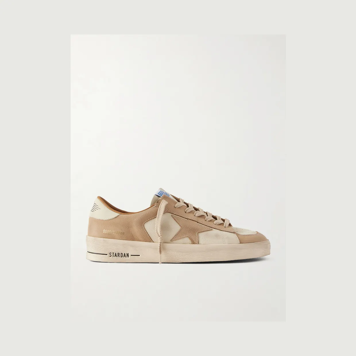 Golden Goose Stardan Distressed Colour-Block Full-Grain Nubuck and Leather Sneakers Beige (GMF00667.F008140)