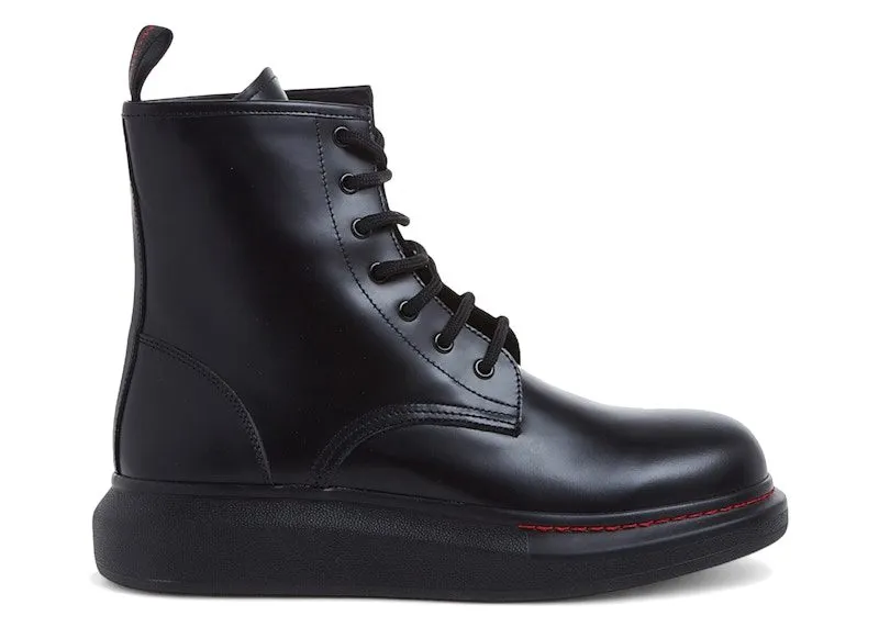 Alexander McQueen Leather Wedge Lace-Up Boot Black (586191 WHX51 1000)