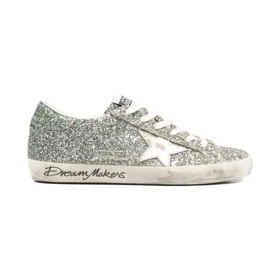 Golden Goose Super-Star Platinum Green Glitter