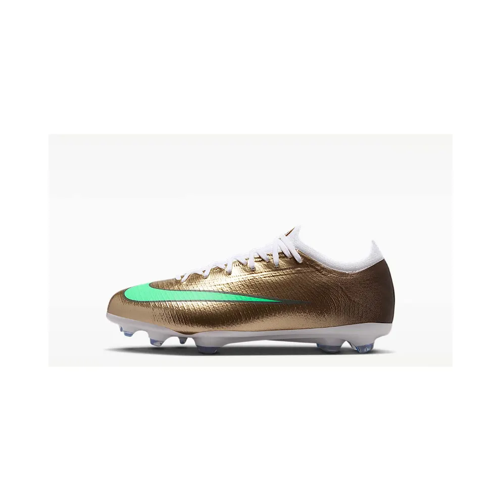 Nike Jr Mercurial Vapor 17 Pro ‘Kylian Mbappé’ ‘ Firm-Ground Low-Top “Metallic Gold/Green Glow” (IR1653-701)
