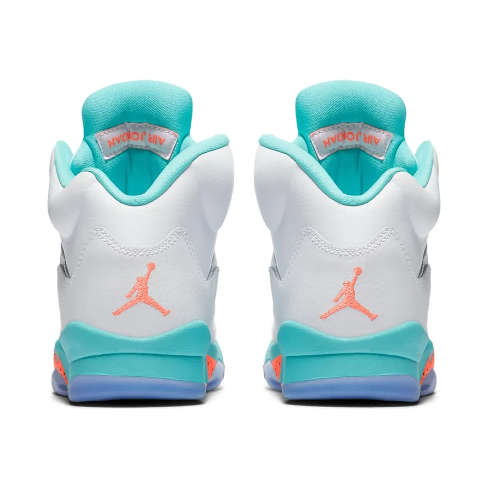 Jordan 5 Retro Light Aqua (GS) White/Crimson Pulse-Light Aqua-Black (440892-100)