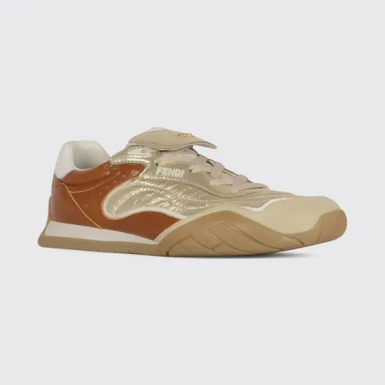 Fendi Wave Pulse Leather Sneakers Gold (8E8820AYFCF1TZ3)