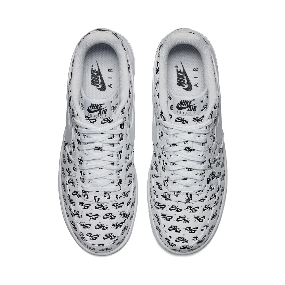 Nike Air Force 1 Low All Over Logo White White/White-Black (AH8462-100)