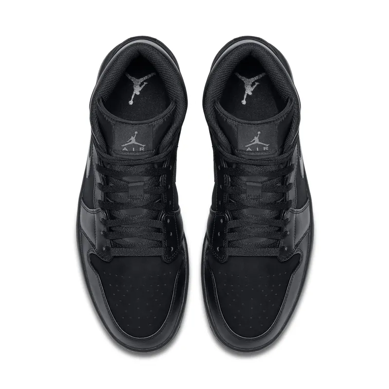 Jordan 1 Mid Triple Black (2018) Black/Dark Grey-Black (554724-050)