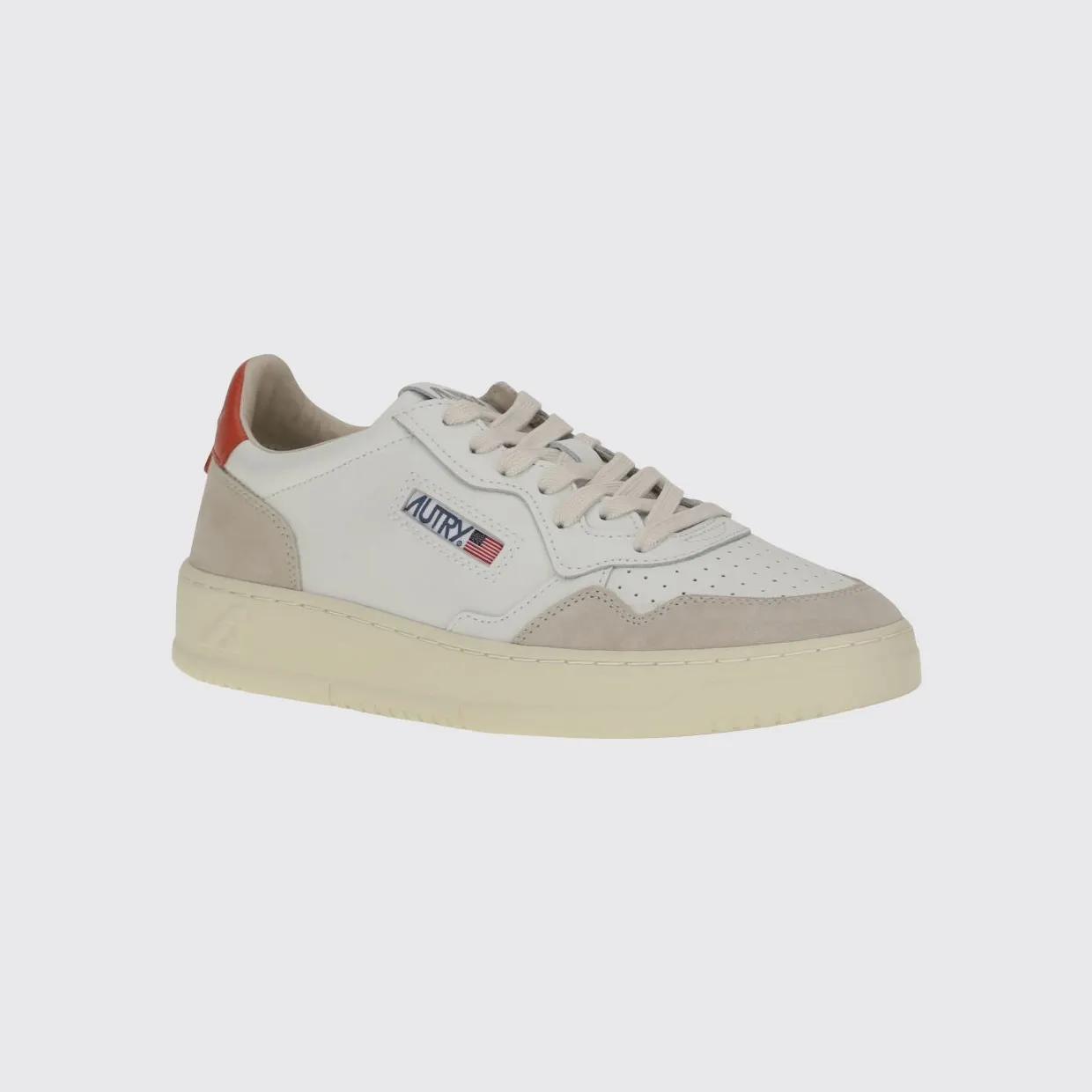 Autry Medalist Low Sneakers in Leather, Suede and Nylon with a Bicolor Design Orange (AULMLS19)
