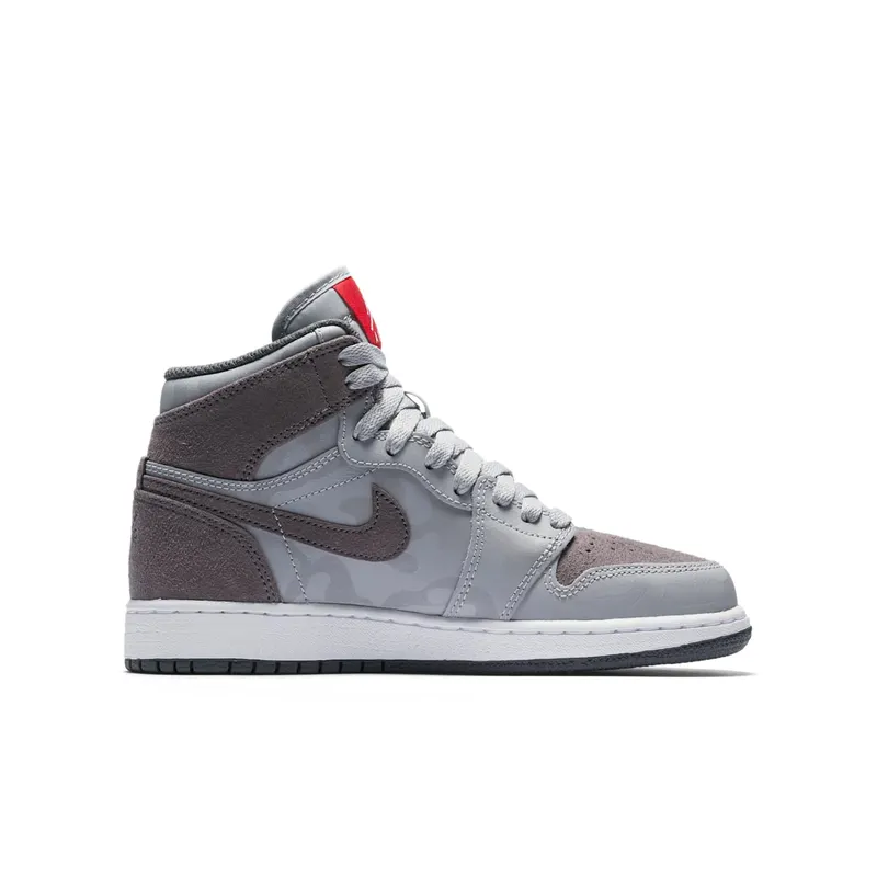 Jordan 1 Retro High Camo 3M Wolf Grey (GS) Wolf Grey/Dark Grey-White-University Red (822858-027)