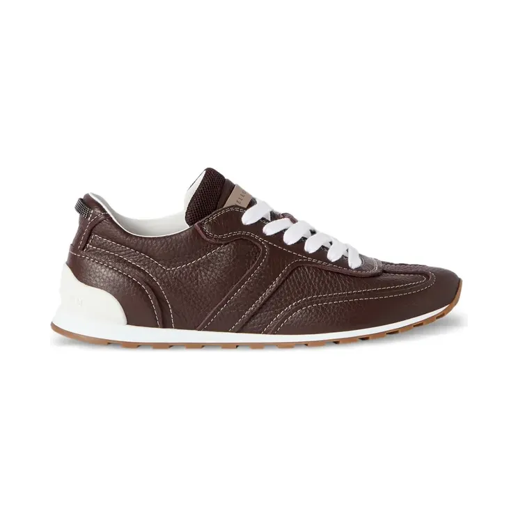 Brunello Cucinelli Runner aus weichem Leder mit glänzenden Schlaufen “Brown” (MZDKG3324C4181)