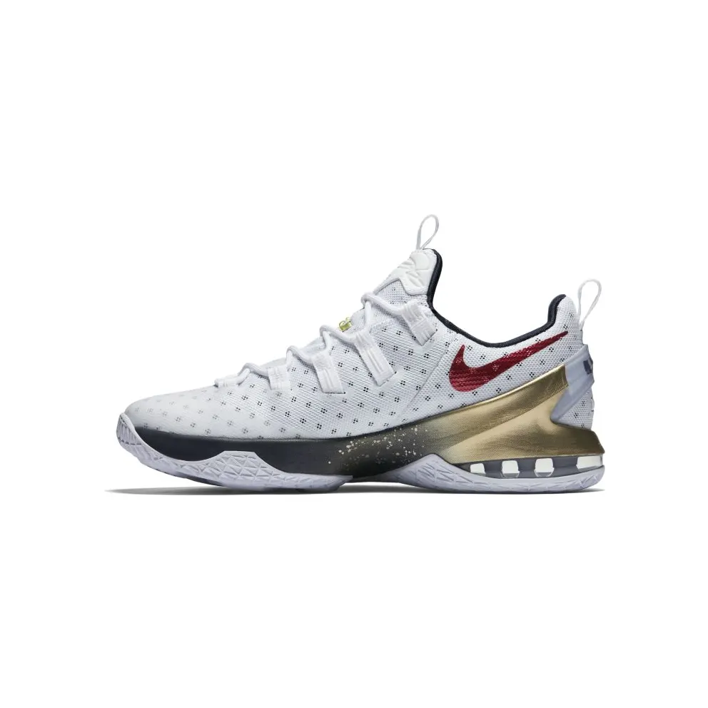 Nike LeBron 13 Low Olympic White/Obsidian-Metallic Gold-University Red (831925-164)