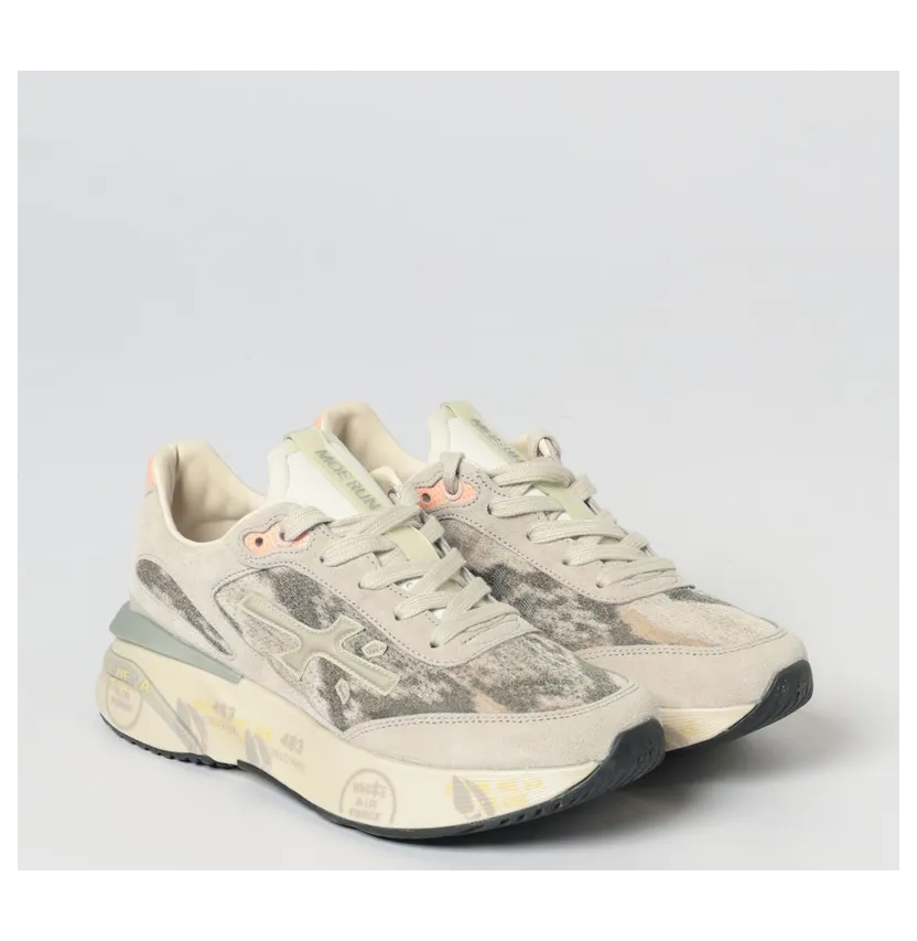 Premiata Moerund Laminated Leather and Mesh Sneakers Brown (MOERUND8083)