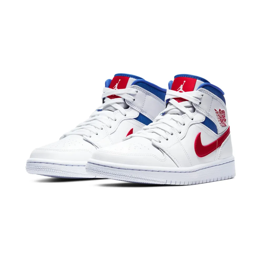 Air Jordan Womens Nike AJ I 1 Mid White ‘Red Royal’ (2020) (BQ6472-164)