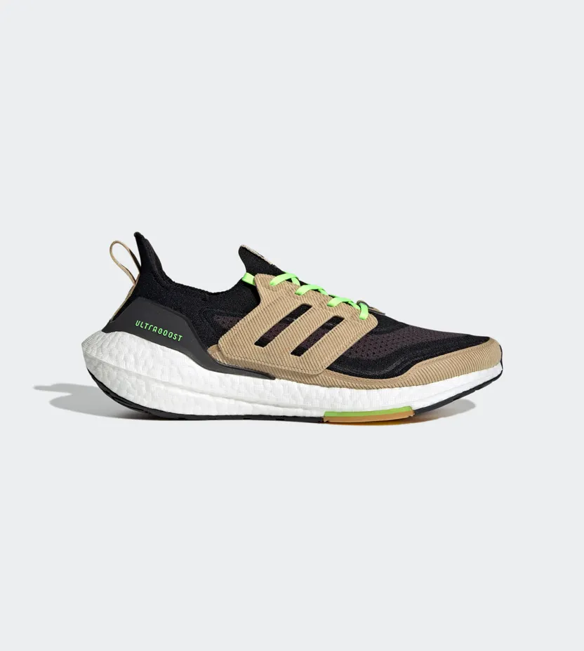 adidas Ultraboost 21 Core Black / Beige Tone / Signal Green (GX5254)