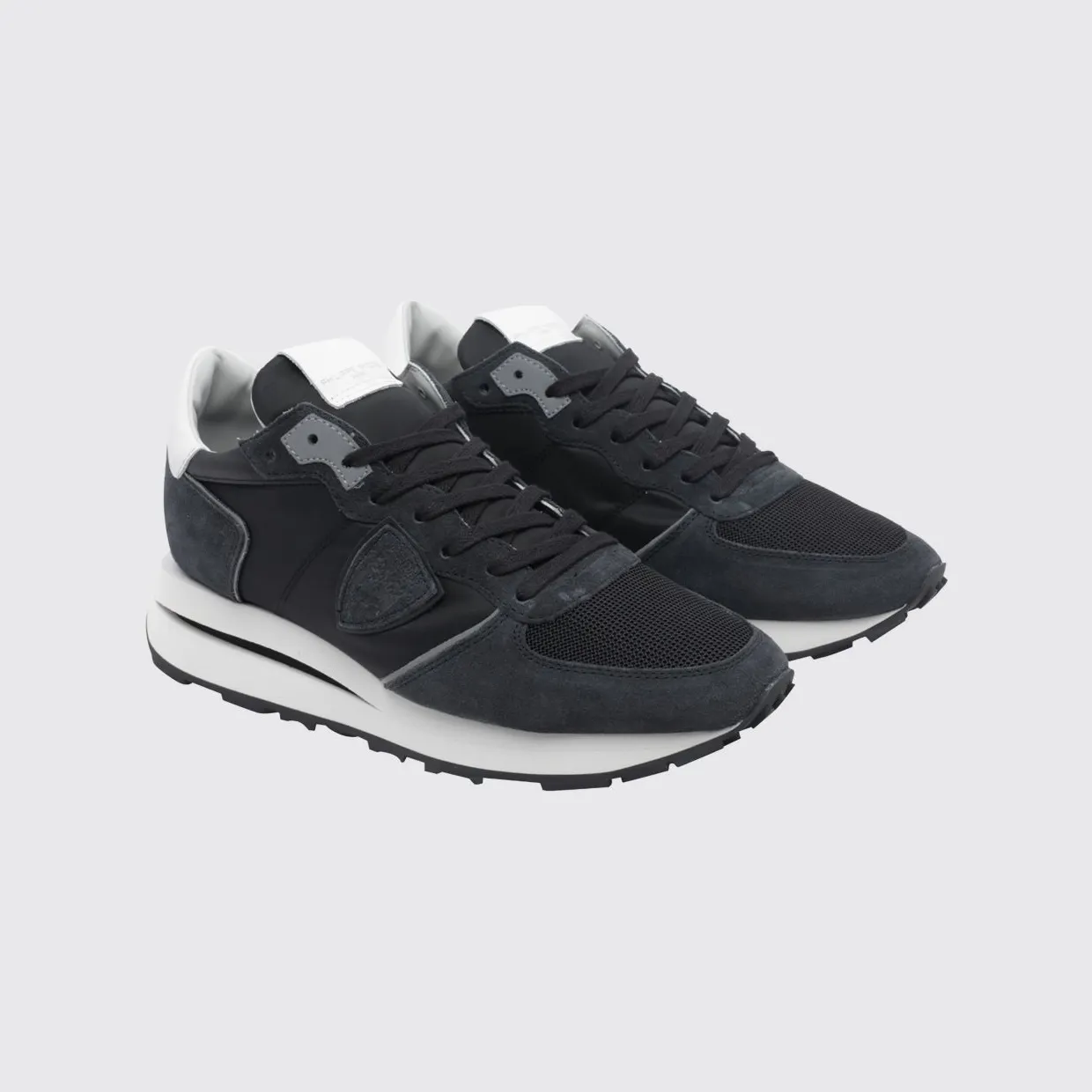Philippe Model Tropez Haute Suede Low-Top Sneakers with Serrated Sole Black (TKLUW006)