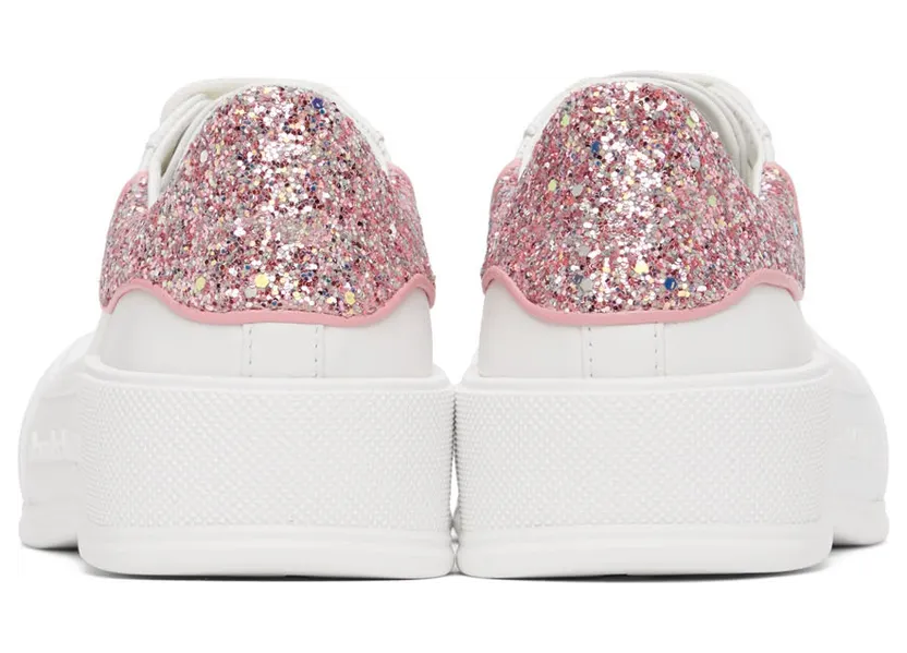 Alexander McQueen White & Pink Deck Lace-Up Plimsoll Sneakers (676686WIABJ) (4)