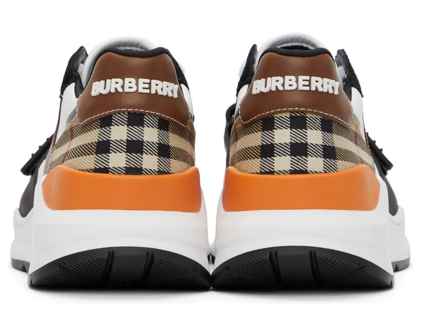 Burberry White & Black Vintage Check Ramsey Low Sneakers (8039112) (4)