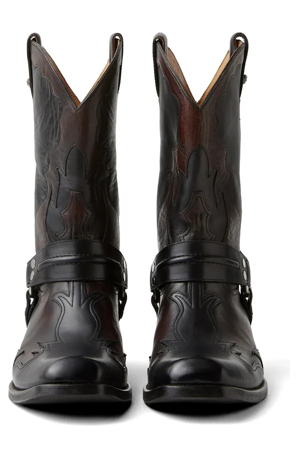 Versace Sylvester Leather Texan “Black/Brown” (1A18030 1024743 2BD6K) (3)