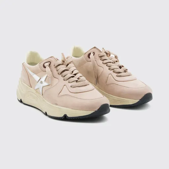 Golden goose Running Sole Leather Sneakers with Distressed Chunky Sole Yellow Cream (GWF00126F00851611709)