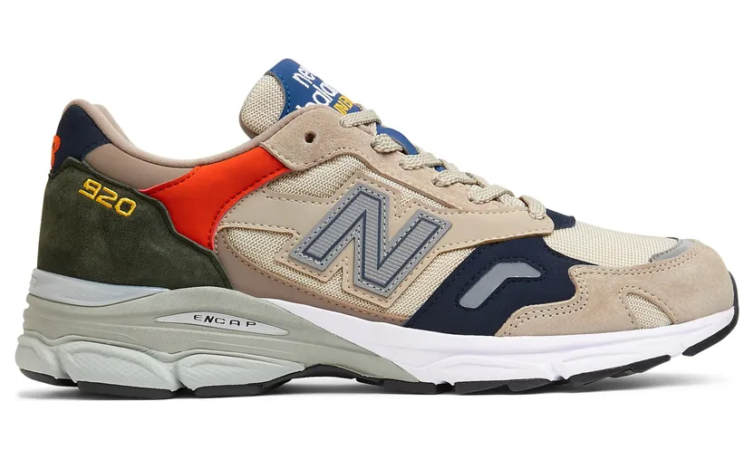 New Balance Herren Made in UK 920 – Beige/Grün/Orange/Blau, Beige/Grün/Orange/Blau (M920UPG)