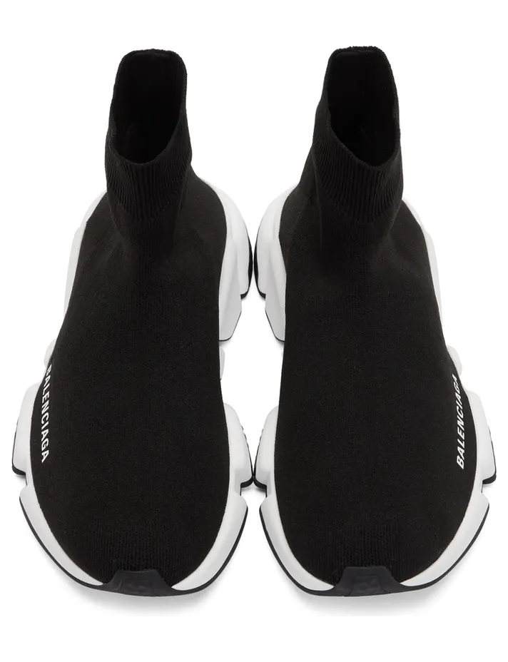 Balenciaga Black & White Speed Sneakers (587280-W05G9) (5)
