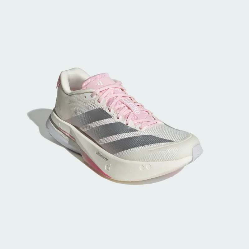 Adidas Adizero Boston 13 Core White / Silver Metallic / Clear Pink (JQ9667)