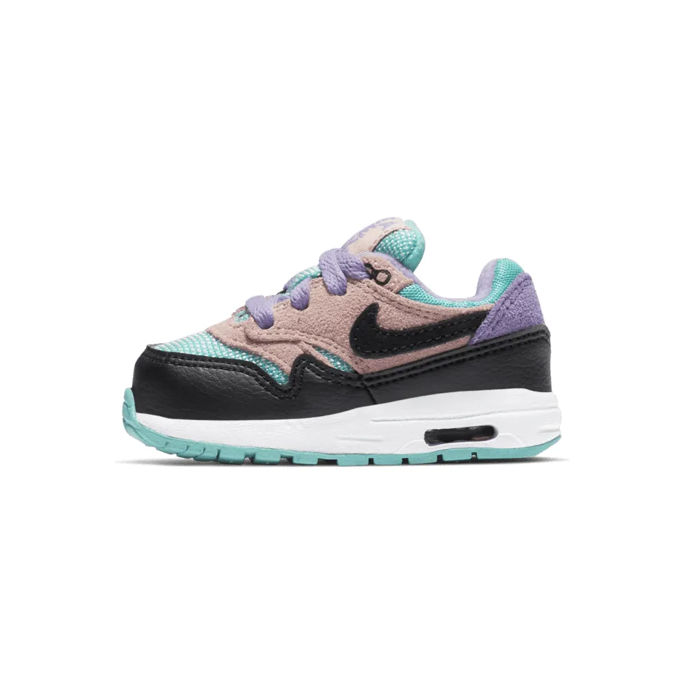 Nike Air Max 1 Have a Day (TD) Black/White-Space Purple-Bleached Coral-Hyper Jade (BQ7214-001)