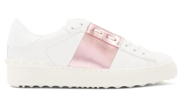 Valentino White and Pink Valentino Garavani Open Sneakers (UW0S0781FLR)