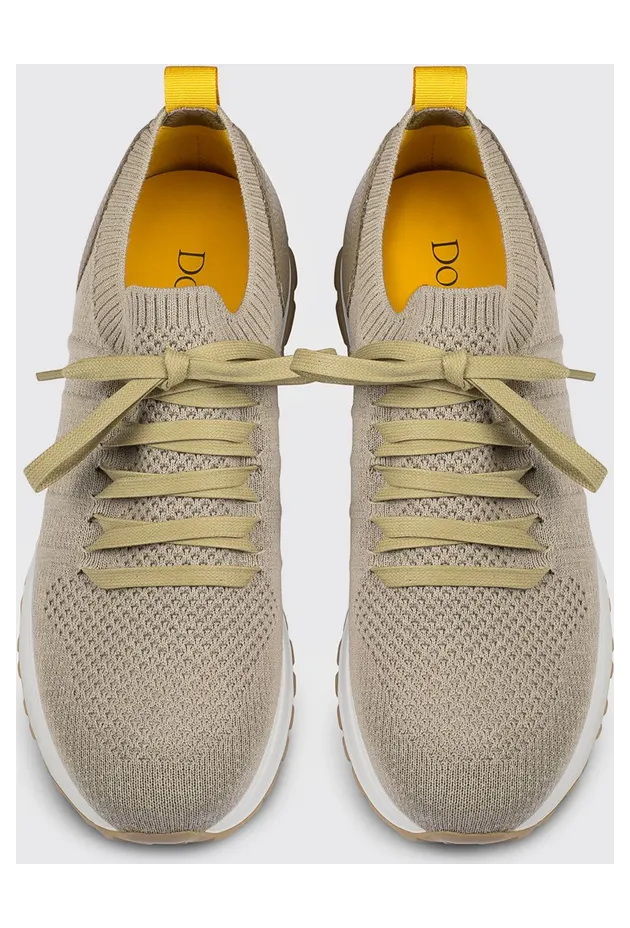 Doucal’s Crochet Knit and Leather Sneakers Dove Grey (DU3222SYDNPZ830DM49) (2)