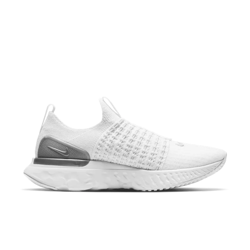 Nike React Phantom Run Flyknit 2 White Pure Platinum (W) White/White-Pure Platinum-Metallic Silver (CJ0280-100)