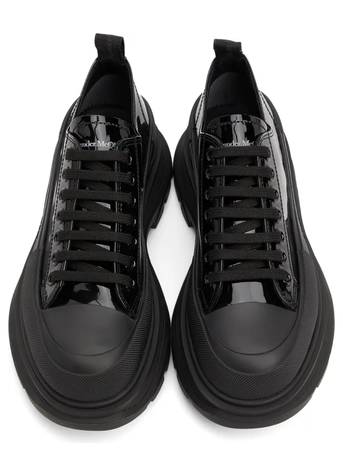 Alexander McQueen Black Patent Tread Slick Low Sneakers (668774WIA35) (5)