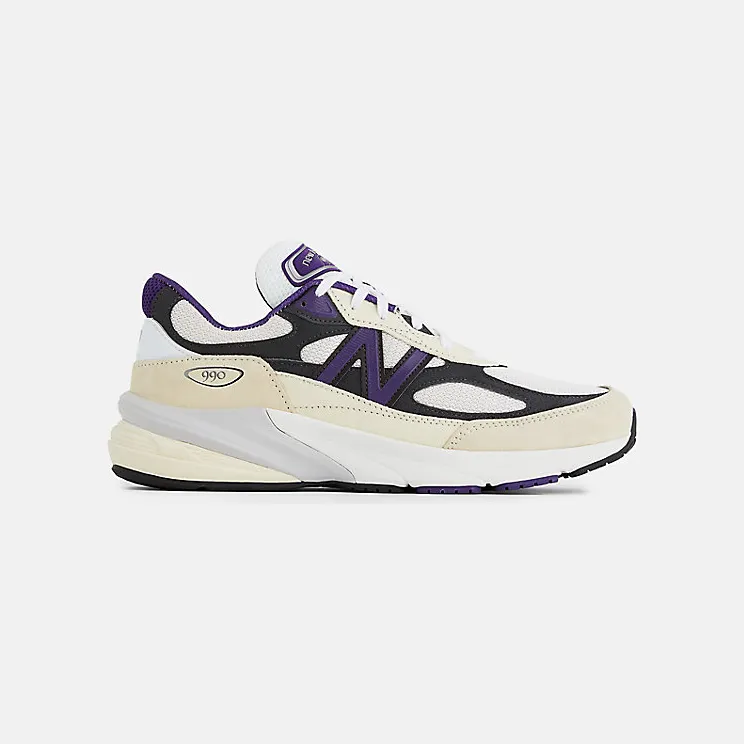 New Balance 990v6 “Made In USA – Teddy Santis White Black Plum” (U990WB6)