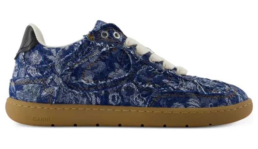 GANNI Tapestry Sneakers mit mandelförmiger Spitze – Blau (B1040010)