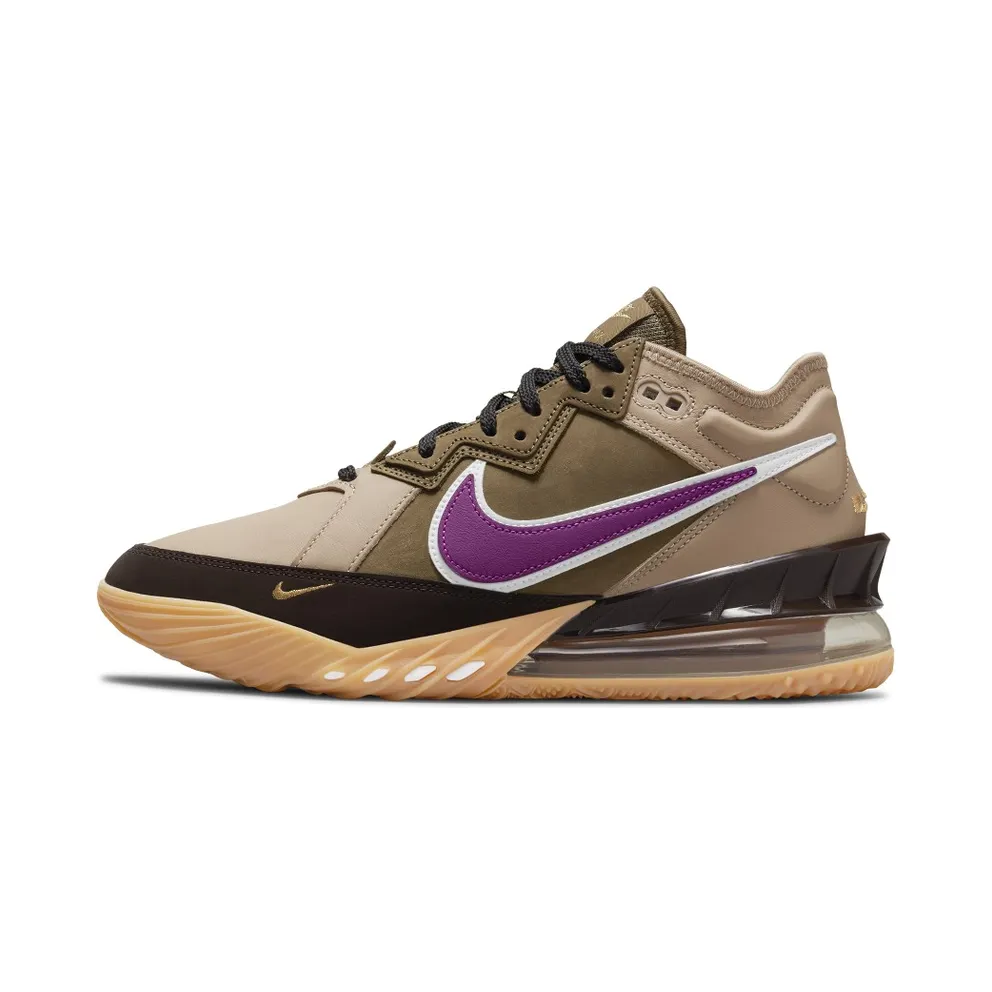 LeBron 18 Low atmos Viotech – “Khaki / Viotech / Dark Mocha / Metallic Gold” (CW3153-200)
