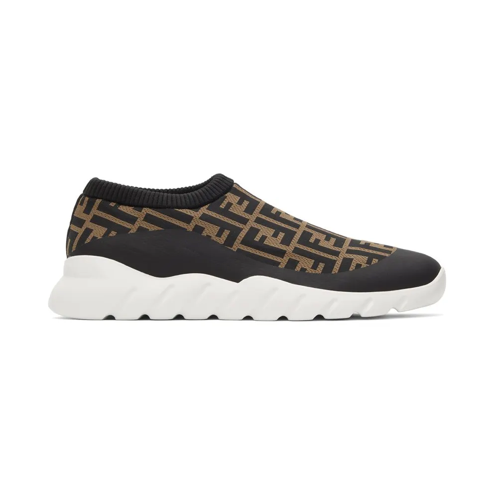 Fendi Brown and Black Forever Fendi Slip-On Sneakers (7E1254 A7MN)