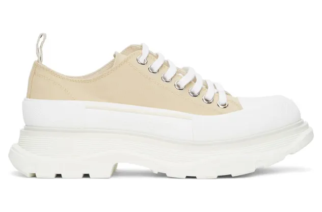 Alexander McQueen Tan Canvas Platform Sneakers (611705W4L3A)