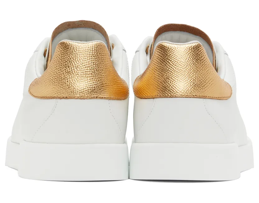 Dolce & Gabbana White & Gold Portofino Sneakers (CS1787 AN298) (2)