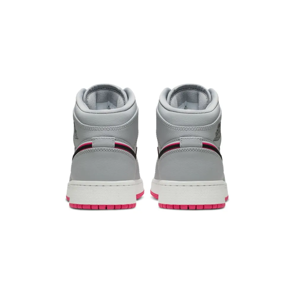 Jordan 1 Mid Wolf Grey Racer Pink Black (GS) Wolf Grey/Racer Pink-White-Black (555112-060)