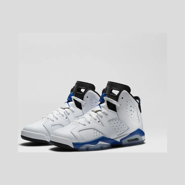 Air Jordan 6 Retro BG “White / Black / Sport Blue” (384665-107)