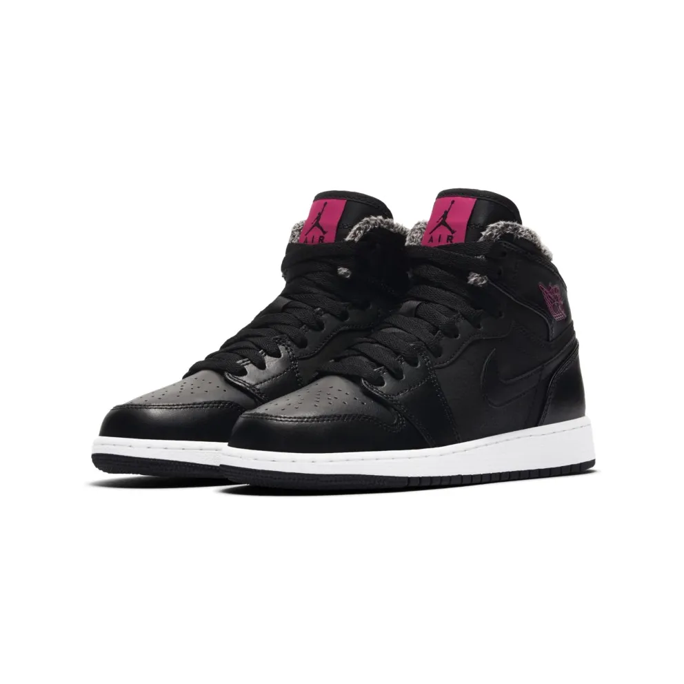 Jordan 1 Retro High Fleece Black Pink (GS) Black/Deadly Pink-White (332148-014)